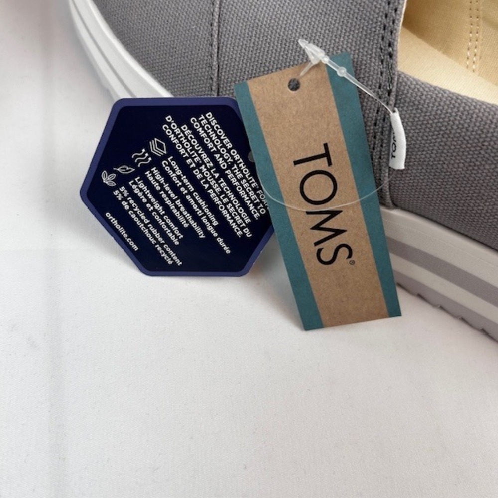 TOMS Alpargata Midform Drizzle Grey Canvas Platform Slip On Shoes 8.5 - Picture 5 of 10
